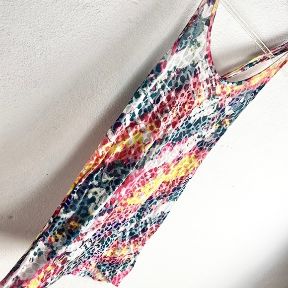 OP |🌈🐆Rainbow Cheetah Print Knotted Racerback Long Tank Top - Picture 9 of 12